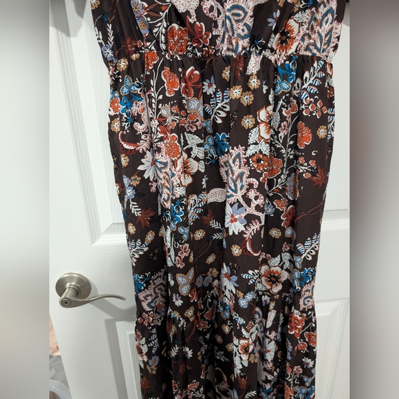 NWT Sugarlips Brown Journee Floral Morty Puff Sleeve Maxi Dress in Size L (12) - Picture 5 of 11